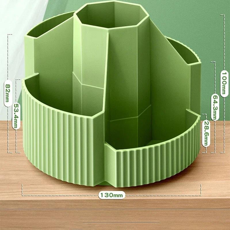 Desktop Stationery Organizer 5 Slots Stationery Storage Box 360 Degree Rotating Cute Pencil Cup Pot for Home Office School Box
