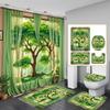 Christmas Shower Curtain Four-Piece Non-Punching Partition Curtain Digital Printing Bathroom Dress