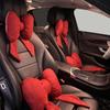 Linen Ribbon Bow Car Neck Pillow Ribbon Bow Linen Bow Car Headrest Cute   Car Interior Accessories