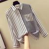 Blusa suelta fresca y moderna para mujer Camisa de rayas empalmadas versátil y delgada para mujer