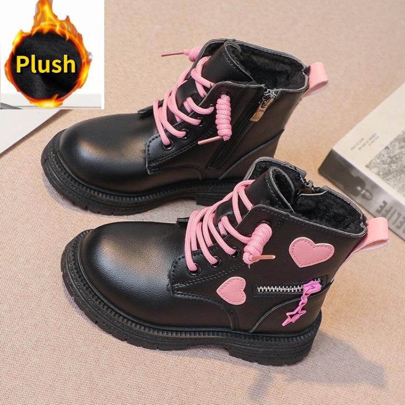 

Сапоги для девочек, детские модные резиновые сапоги, крутая обувь для девочек на весну, осень и зиму, хлопковая мягкая подошва, розовая, с круглым носком, из искусственной кожи, с любовью сбоку 35