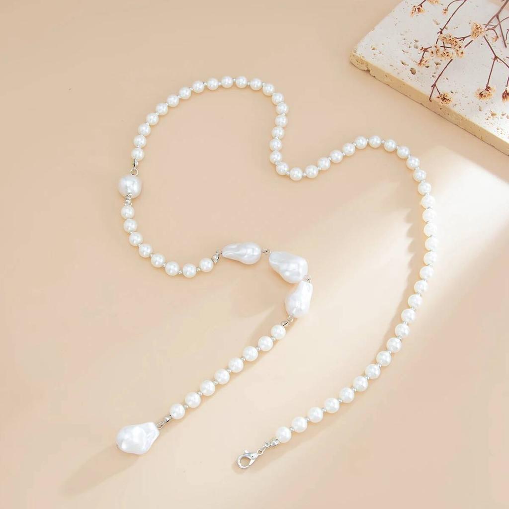 SHIXIN Sexy Baroque Imitation Pearl Back Chain Clavicle Choker Women Vintage Tassel Necklace Wedding Jewelry Bikini Chest Chain