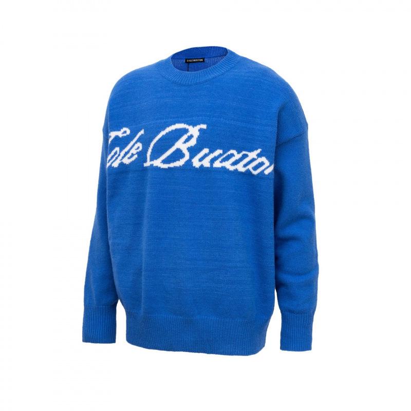 

Унісекс в язаний светр з жаккардовим візерунком Зірка та вишивкою - Повсякденний американський вуличний стиль Small