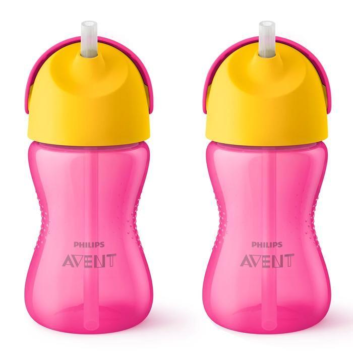 2x BOUTEILLE AVENT SCF798/02 TASSE AVEC PAILLE 300ML ROSE POUR ENFANTS À PARTIR DE 12 MOIS