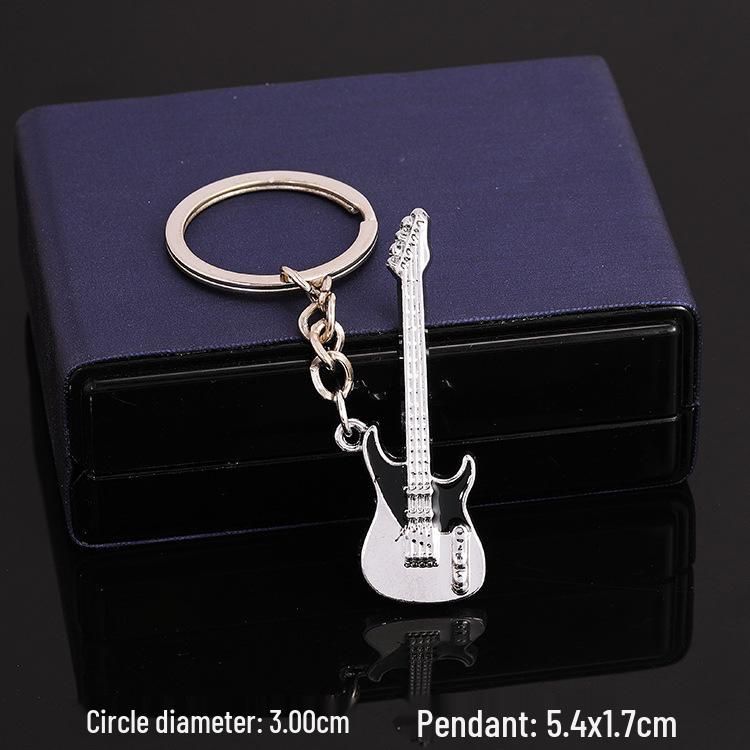 European & American Rock Guitar Keychain: Hip Hop Drip Oil Alloy Pendant Charm for Women's Bags