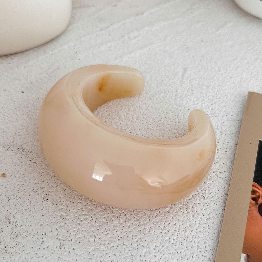 Vintage Punk Beige Khaki Thick Resin Acrylic Smudging Bangles Geometric Irregular Bangle Bracelets For Women Men Jewelry