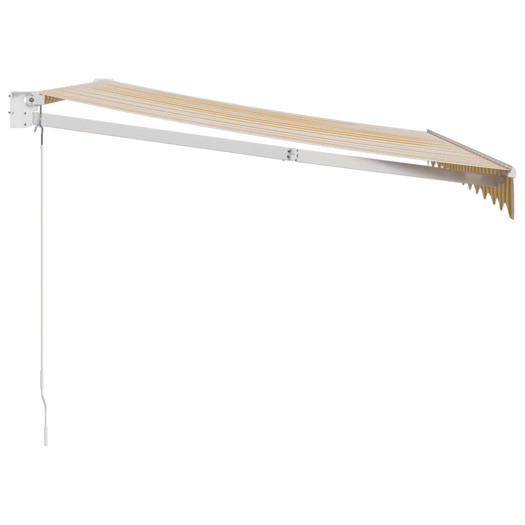 Retractable Awning Yellow and White 3.5 x 2.5 m Fabric and Aluminum