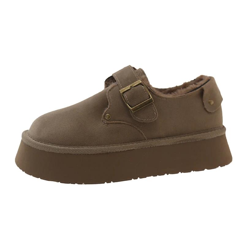 Fashion Women's Shoes Platform Female Footwear Casual Sneaker Round Toe Loafers With Fur Shallow Mouth Slip-on All-Match Clogs Dress New