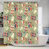Vintage Pattern Bath Shower Curtain Decor Retro Flowers Leaves Print, Waterproof Fabric for Bathtub Home Decoration (Green)