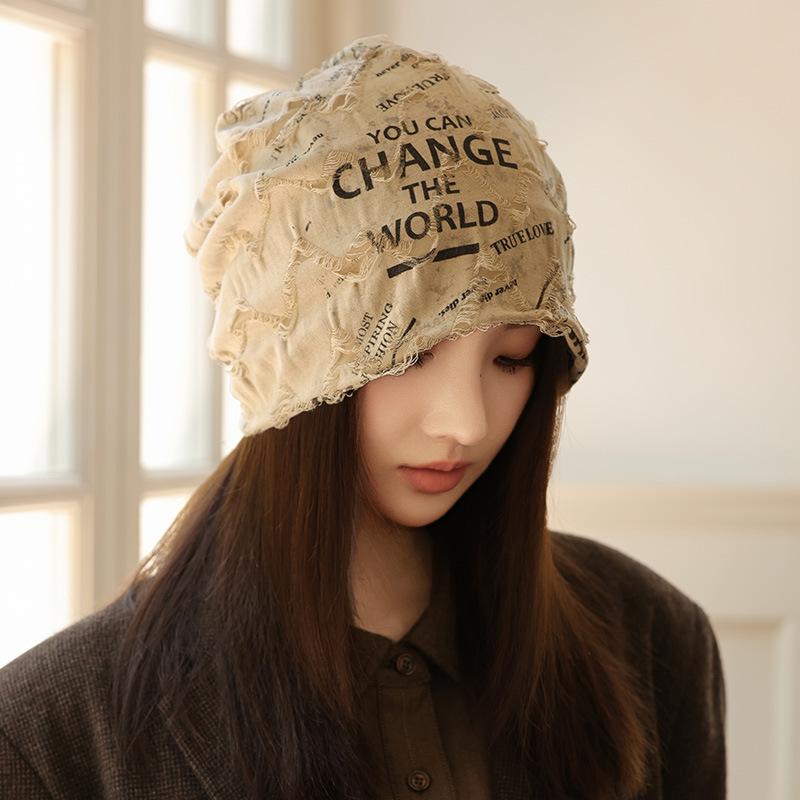 

Универсальная осенне-зимняя повседневная сумка, шапка-бини, большой обхват головы, подчеркивающая лицо, маленькая шапка-бини, уличная шапка-пуловер с надписью One Size