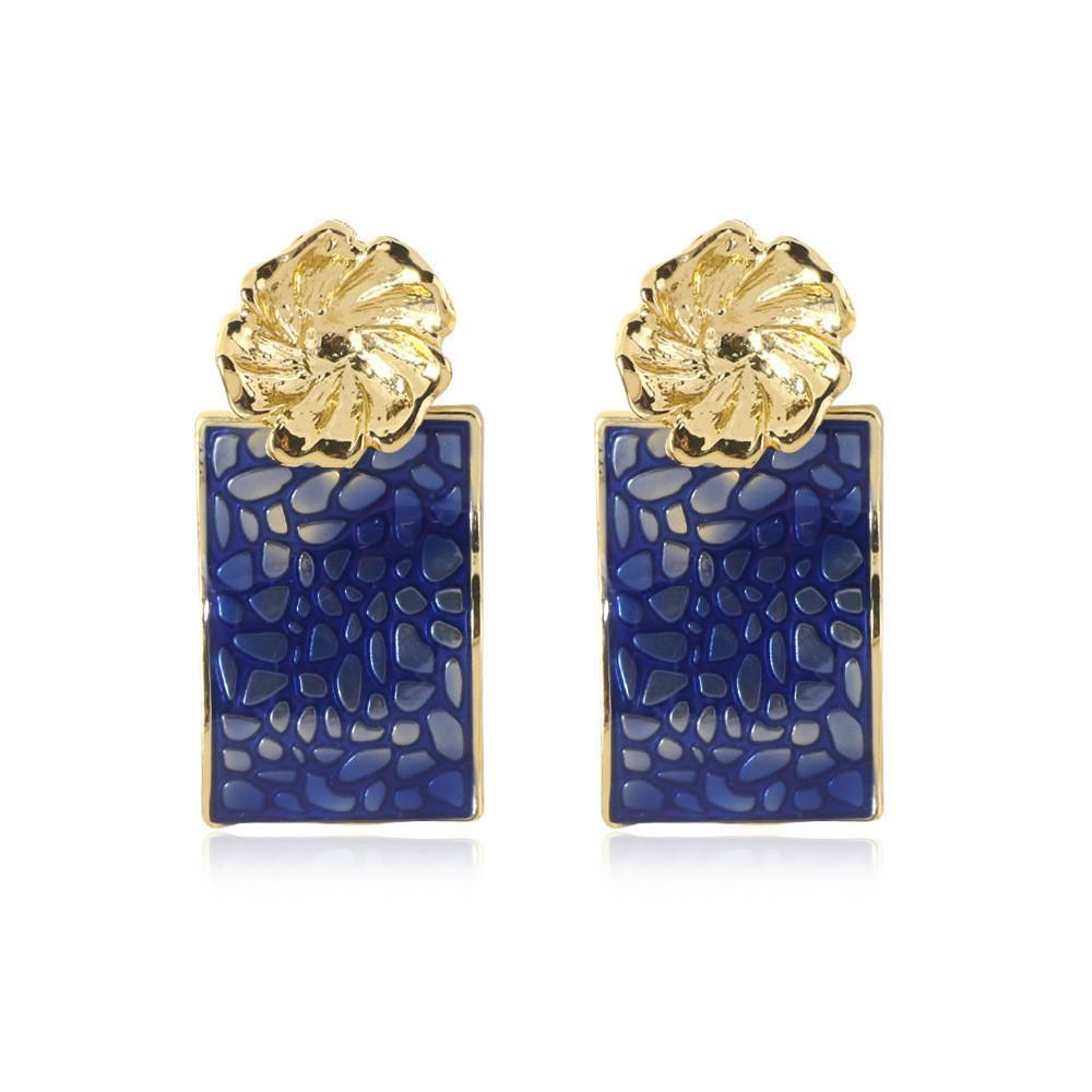 Flower Trendy Alloy Earrings Multicolor Rectangular Fashion For Women 2021