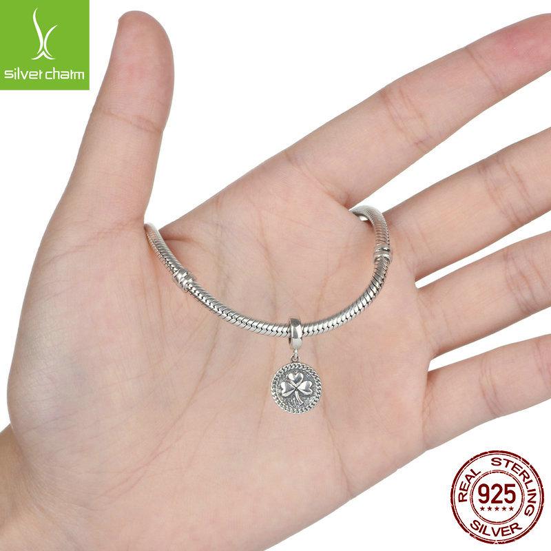 Yinziyun S925 Sterling Silver Clover Pendant Charm Beads SCC039