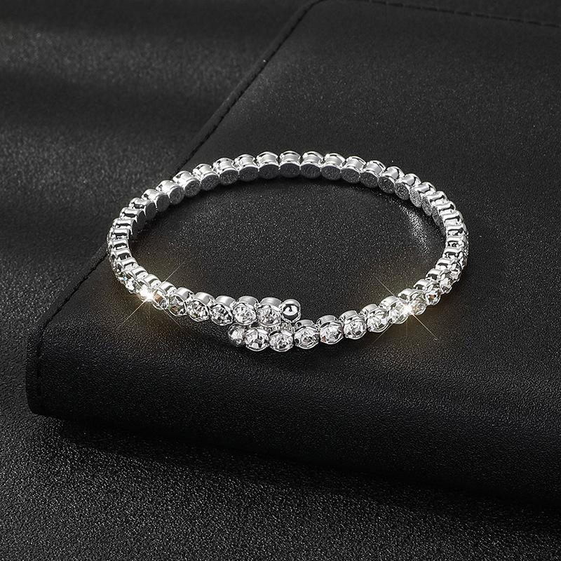 Bridal bracelet gold and silver full diamond bracelet exaggerated crystal rhinestone bracelet elastic bracelet women