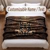 Wolf Theme Soft Blanket Personalized Custom Name Text Print Warm Blanket Home Sofa Bedroom Decor