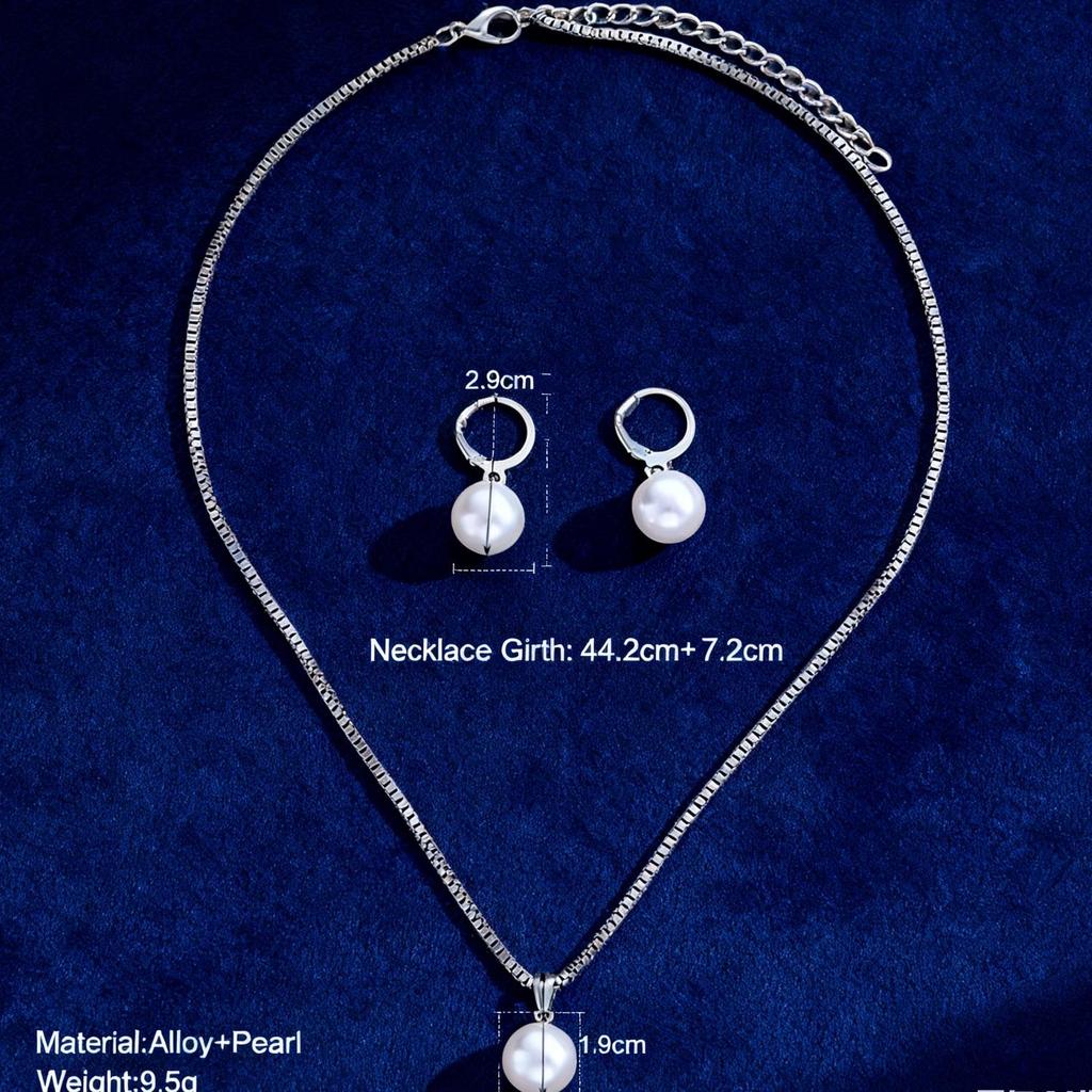 Elegantes Faux-Perlen-Halsketten- und Ohrring-Set im europäischen und amerikanischen Stil