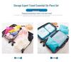 Conjunto de Armazenamento de Viagem de Seis Peças: Bolsas de Quatro Compartimentos para Roupa Íntima, Sacos de Grande Capacidade para Roupas e Sapatos em Mala