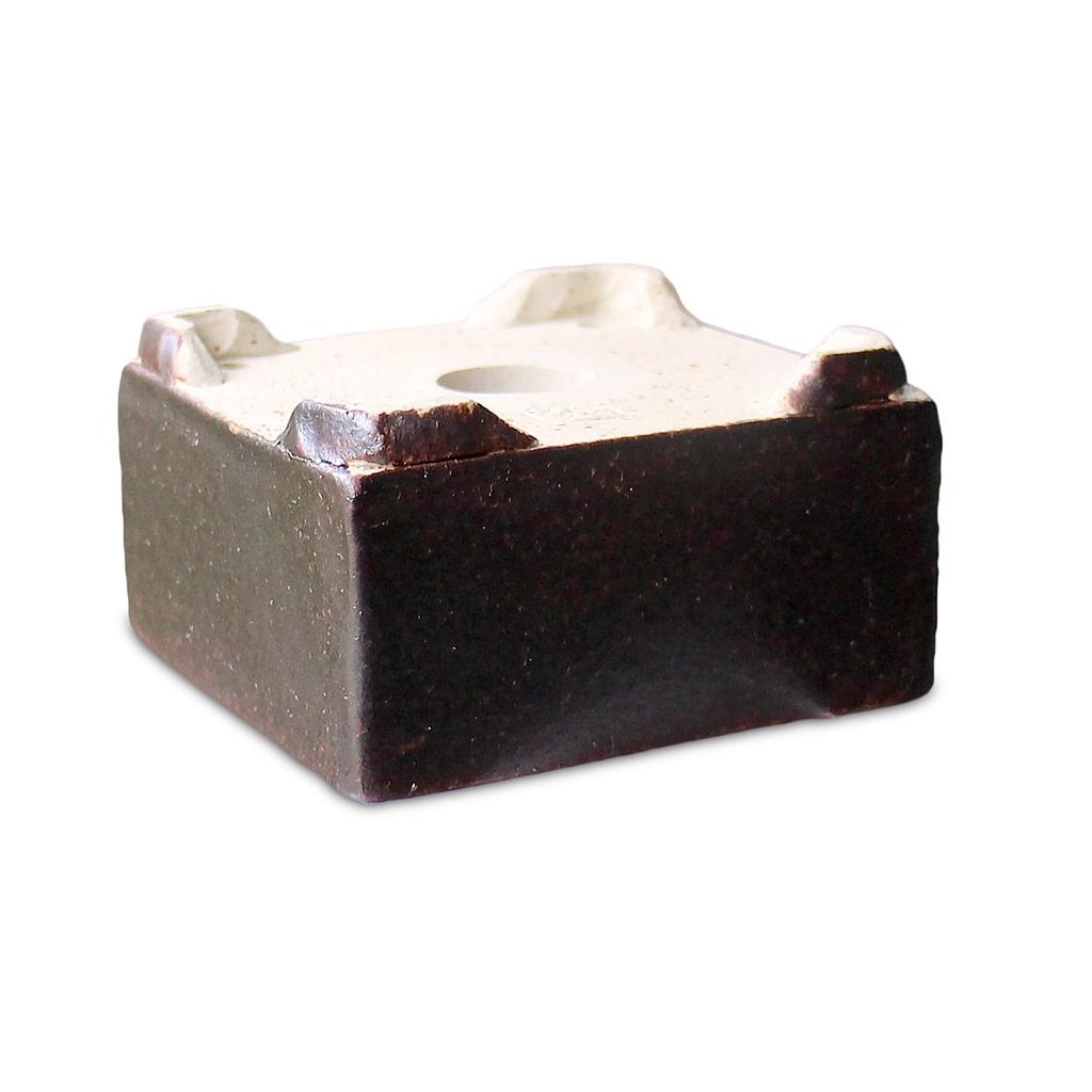 Umekichi Bonsai 3 Square Bonsai Brown Yokkaichi Banko Fits Tuberous Approximately 9cm Supplies, No. Pot, Glazed, Ware, Eigama, Square, Shallow,