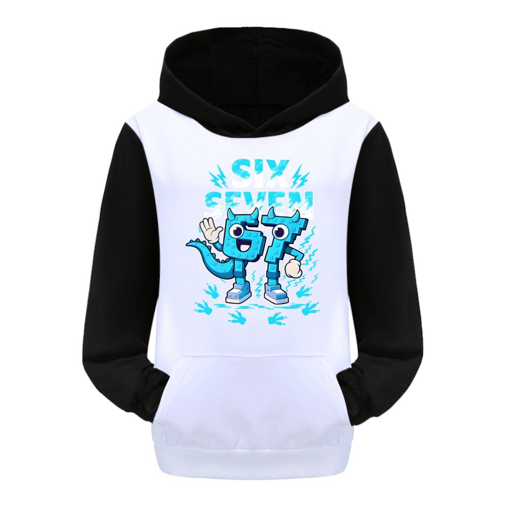 

5192 Kids Boys Girls Steal a Brainrot 67 Six Seven Printed Casual Long Sleeves Hoodies Top 170cm чорний білий колір
