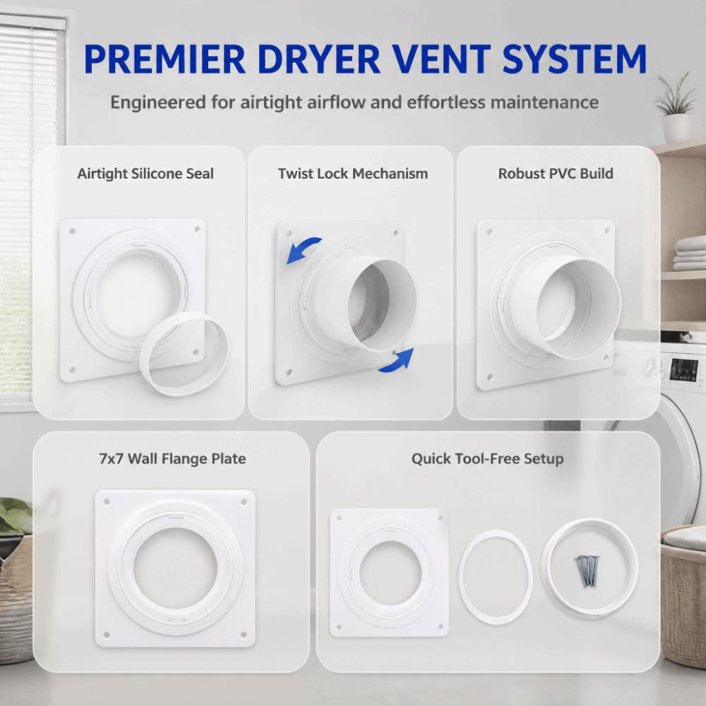 2 set Quick Connect Dryer Vent Connector Easy Installation Dryer Duct Connector Laundry Room