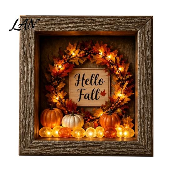 Small Halloween Figures Lighted Frame Ornaments, Light Up Shadow Box, Warm Festive Party Supplies Atmosphere LED Lights for Home Living Room