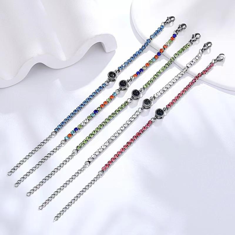 

Титановая сталь не тускнеет на 100 языках Я люблю тебя проекционный браслет круглый ряд бриллиантовая цепочка пользовательский цвет фото подарок