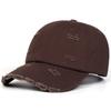 Men Solid Color Vintage Holes Wash Baseball Cap Outdoor Adjustable Sunscreen Leisure Hat Spring Autumn Travel Tourism Beach Vacation