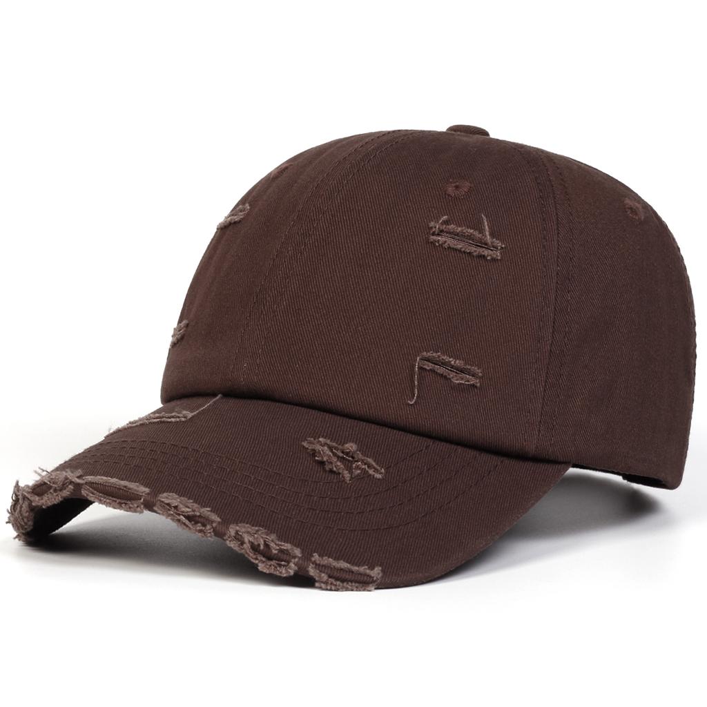 Men Solid Color Vintage Holes Wash Baseball Cap Outdoor Adjustable Sunscreen Leisure Hat Spring Autumn Travel Tourism Beach Vacation
