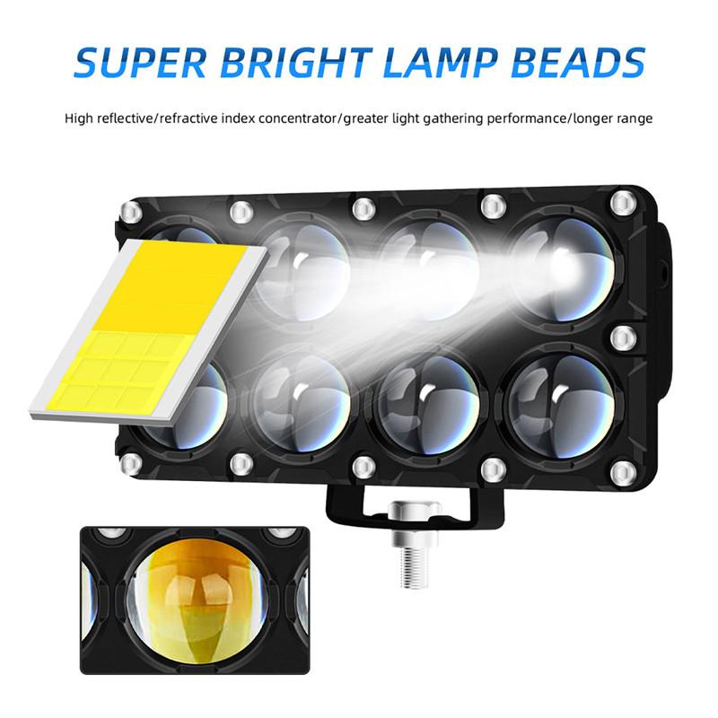 1/2 Pcs 8 Lens Auxiliary Motorcycle Spotlight Working Fog Lights Headlight Driving Spot Lamp - 32W/9-80V