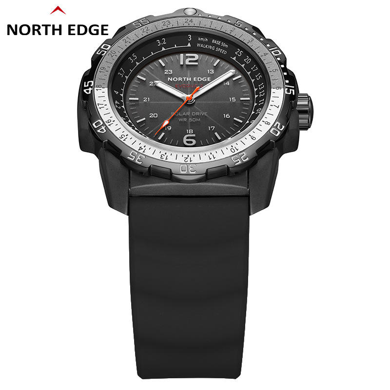 NORTH EDGE EVOQUE 2 Unisex Sport-Armbanduhr mit Solarantrieb Wasserdicht 50M Leuchtendes Gummiarmband Touch-Bedienung BT Anrufbeantwortung Magnetisch
