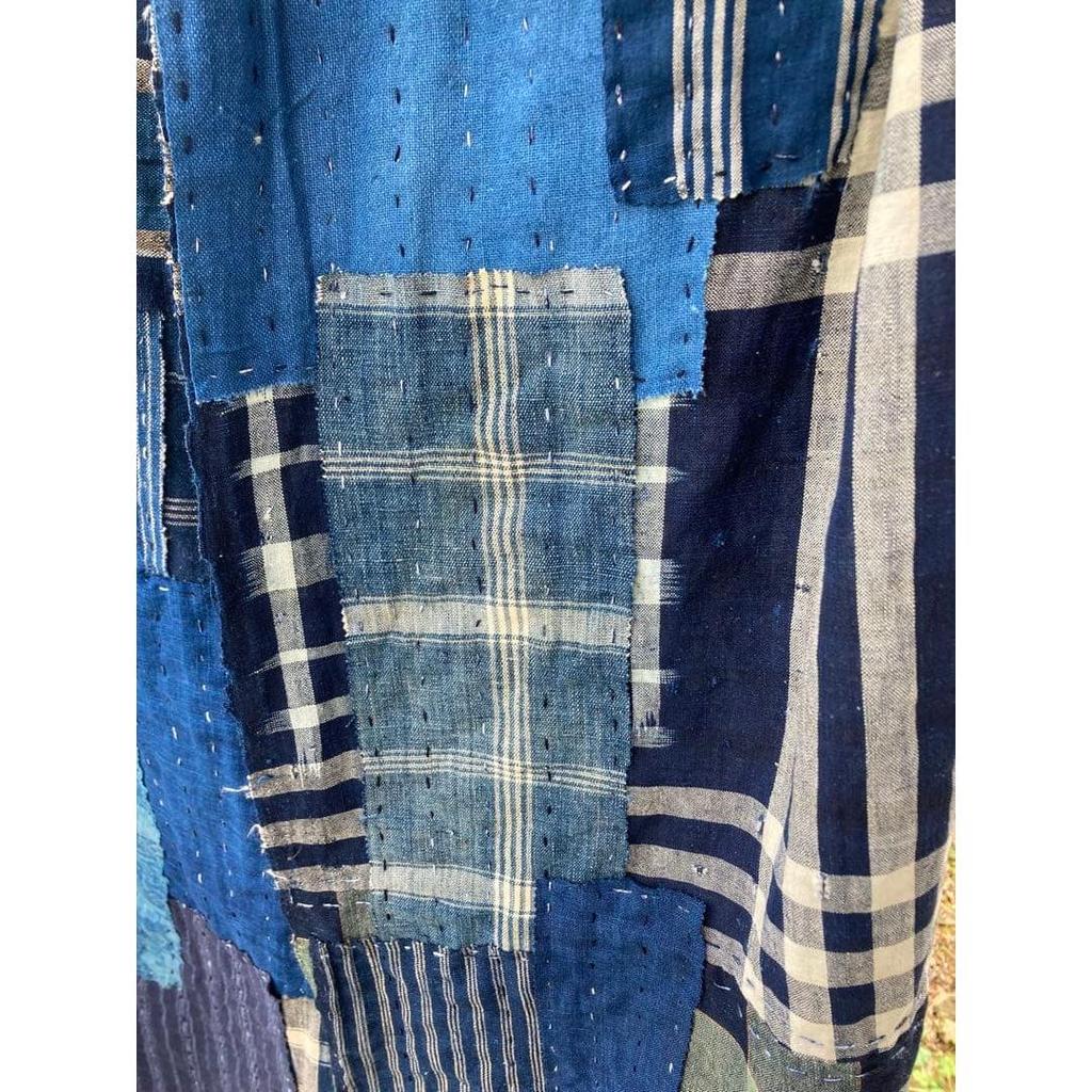 Used B55 Rags, Stole, Old Cloth, Remake, Indigo Dye, Patchwork, Sewing, Sashiko