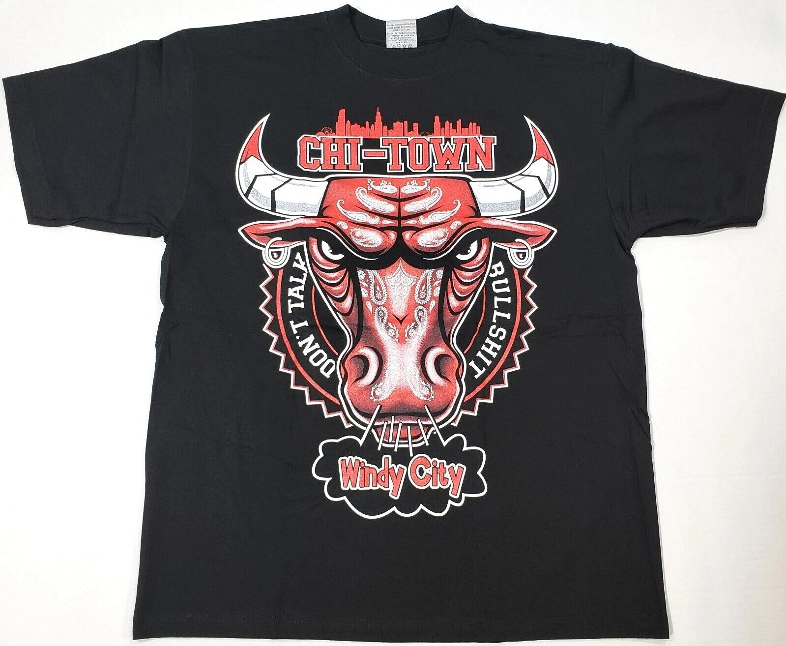 Chicago City T-shirt Chi Town Windy City Paisley Bulls Tee Men s XL Black New 3XL