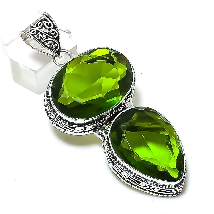 

Natural Peridot Gemstone Handmade 925 Sterling Silver Jewelry Pendant 2.56 O5Q07