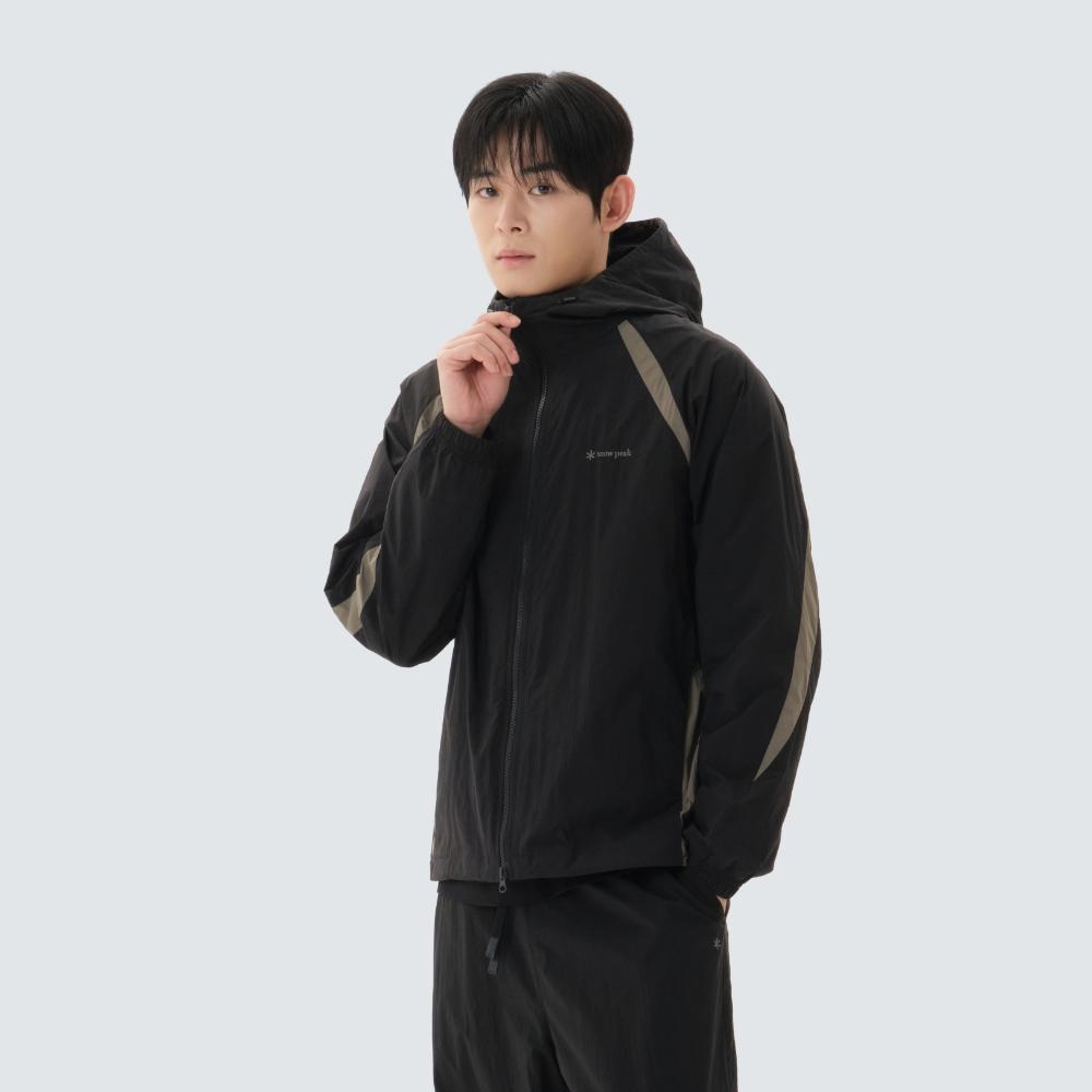 [Snowpeak] Lightweight Taslan Color Block Hooded Windbreaker Dark Charcoal (S26SULWB56) 90(S)