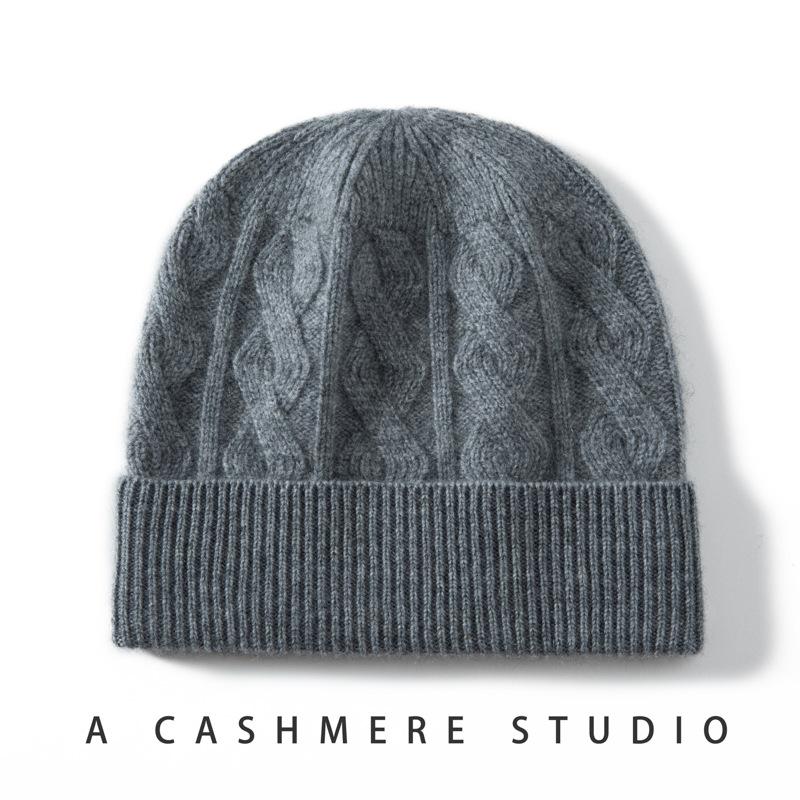 Cashmere hats men's and women's thickened twisted hats autumn and winter parents' hats thermal bald hats stacking hats