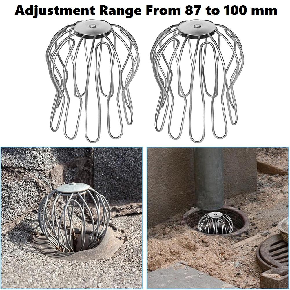 Silver Downpipe Sieve Adjustable Fit Adjustable Gutter Easy Installation Effective Blockage Reduction Fits 87 To 100 Mm