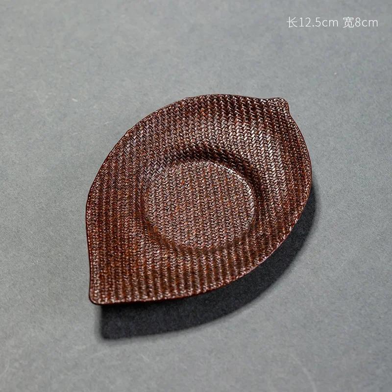 Hand-Woven Tea Coaster Chinese Retro Bamboo Heat Insulation Cushion Creative Mini Fruit Plate Zen Teacup Rests Teaware Accessory
