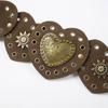 Unique Cutout Waist Belt for Women PU Leather White Embellished Brown Belt Decorated with White Love Heart Belt