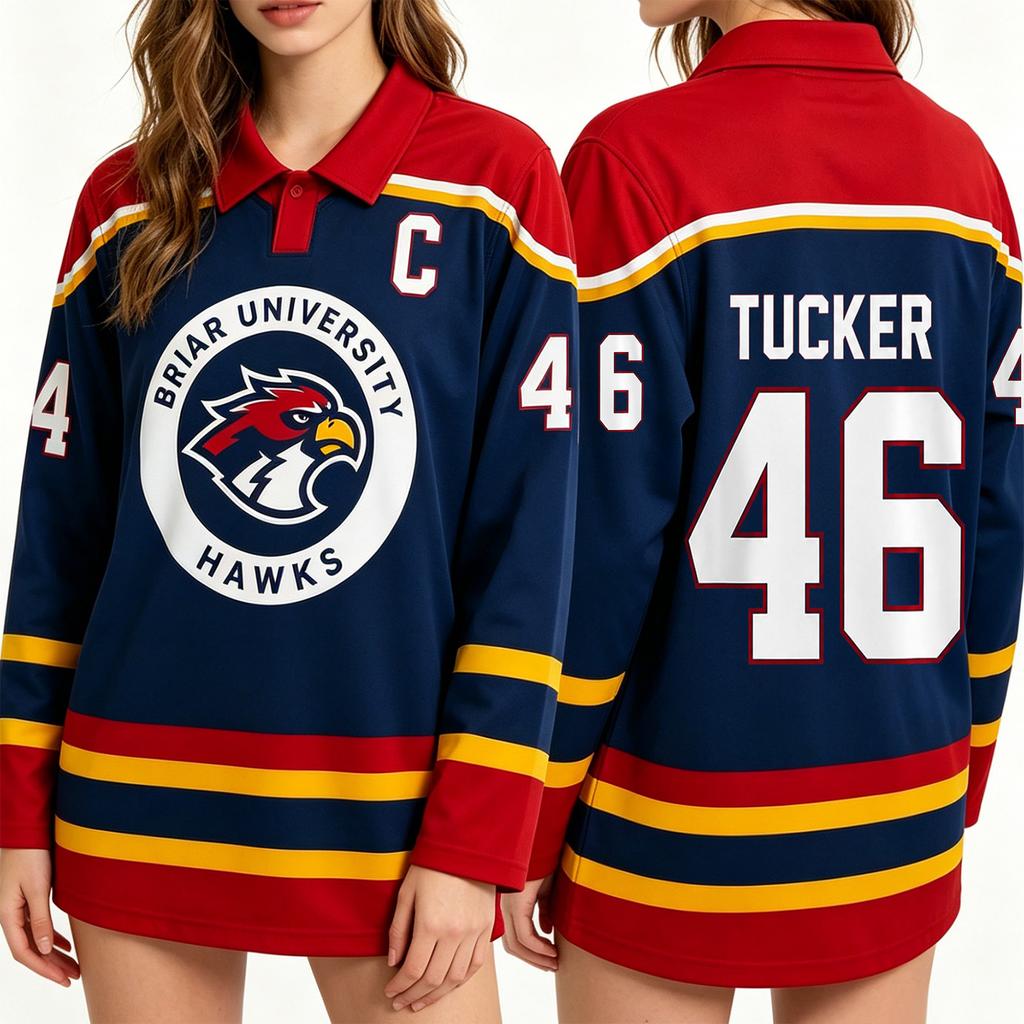 Men's Long Sleeve Hockey Jersey Mesh Fabric Casual Fit Printed Number and Letter Design Lightweight Breathable Sports Shirt