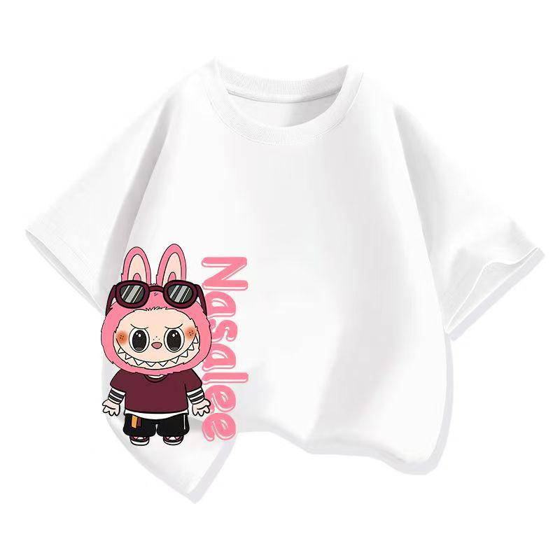 Hot LABUBU Cartoon Anime Print Girl Boy T-Shirt Kids T-Shirt Summer Short Sleeve Tee Child Tops
