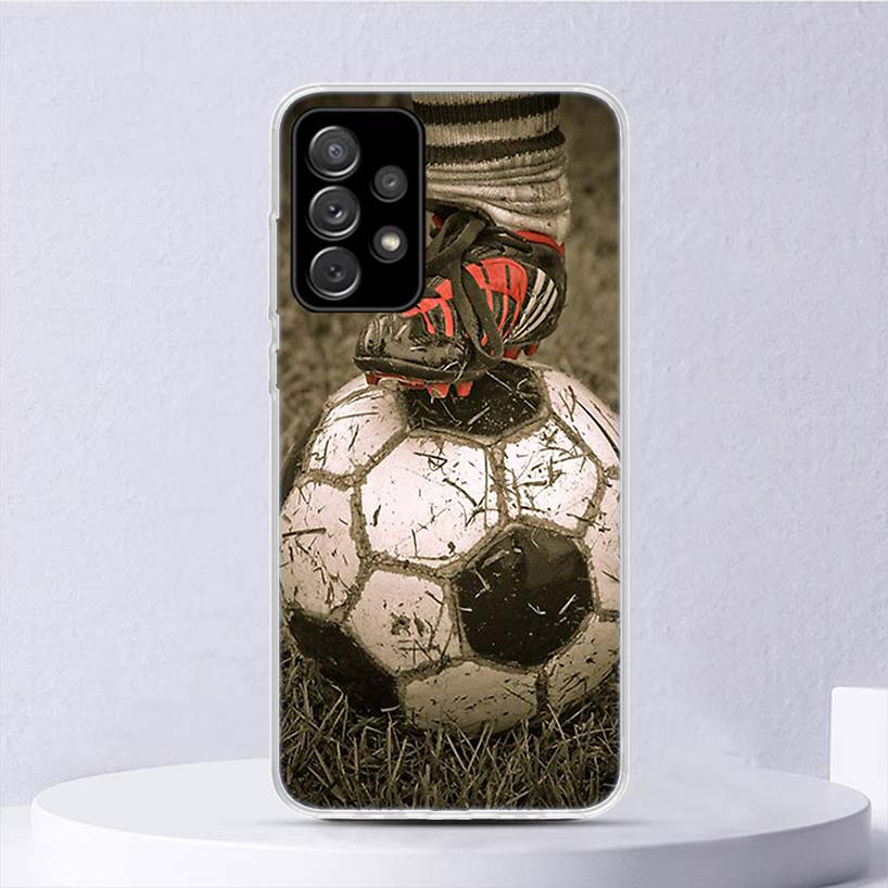 Coque souple avec motif ballon de football pour Samsung Galaxy A52 A53 A32 A22 A12 5G A33 A23 A13 A72 A73 A02S A03S A42 Co
