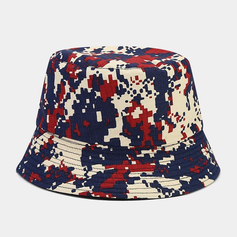 European and American New Camouflage Bucket Hat Spring and Summer Outdoor Travel Shopping Fashion Double-sided Sun Hat Men's and Women's Basin Hats