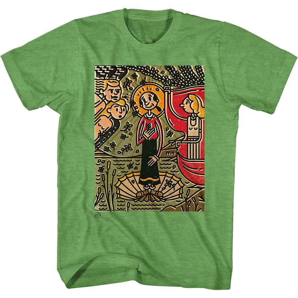 Popeye Mosaic Olive Short Sleeve Heather Adult T-shirt S