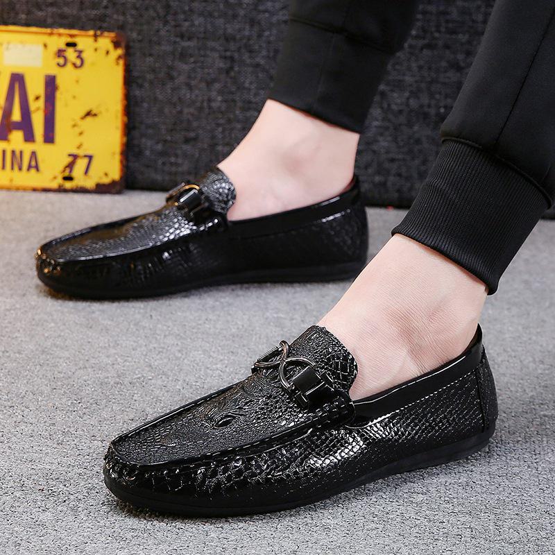 Trendige Mokassins mit Krokodilmuster für Herren – Freizeitschuhe im koreanischen Stil