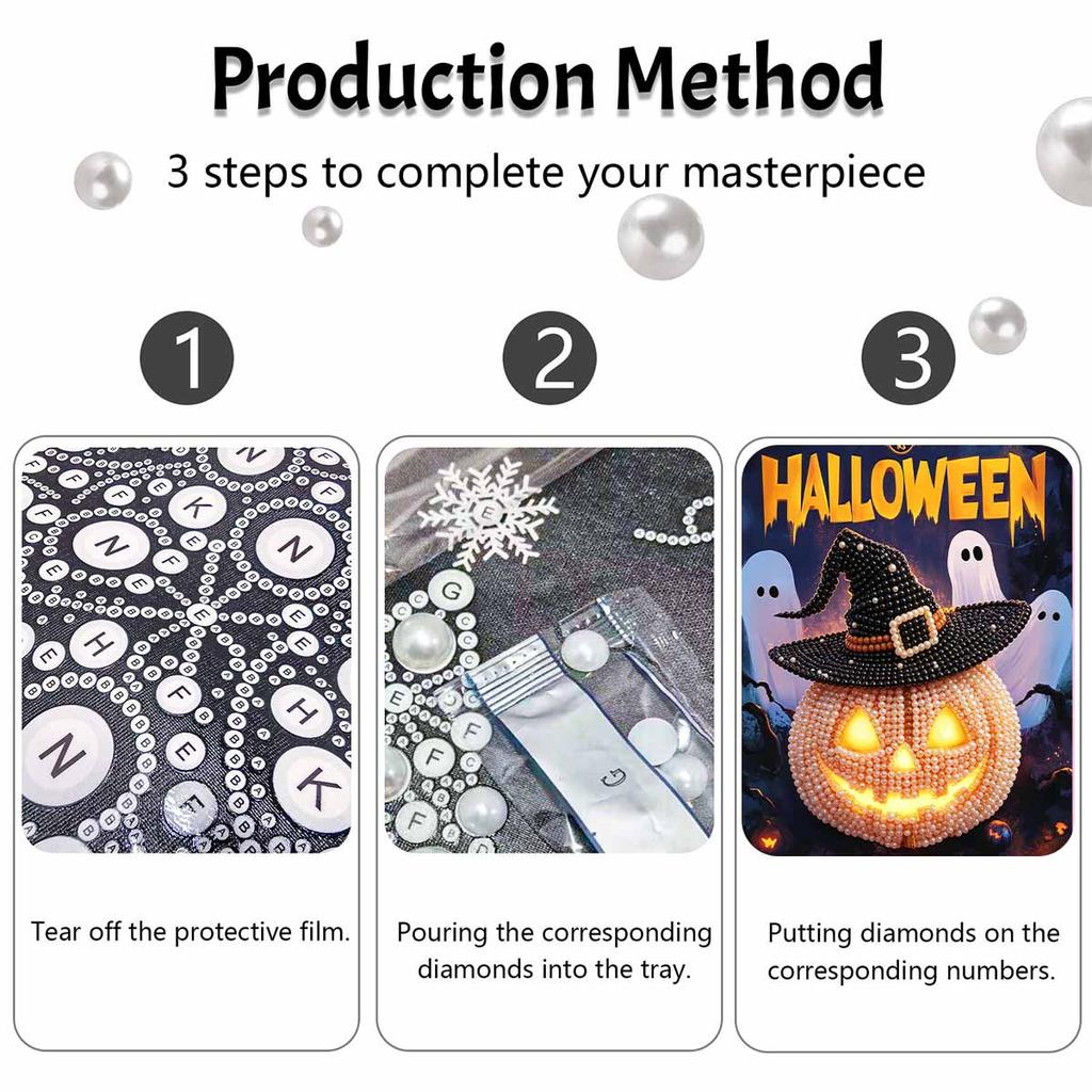 Halloween pearl painting handmade diy art pumpkin pearl home decoration painting
