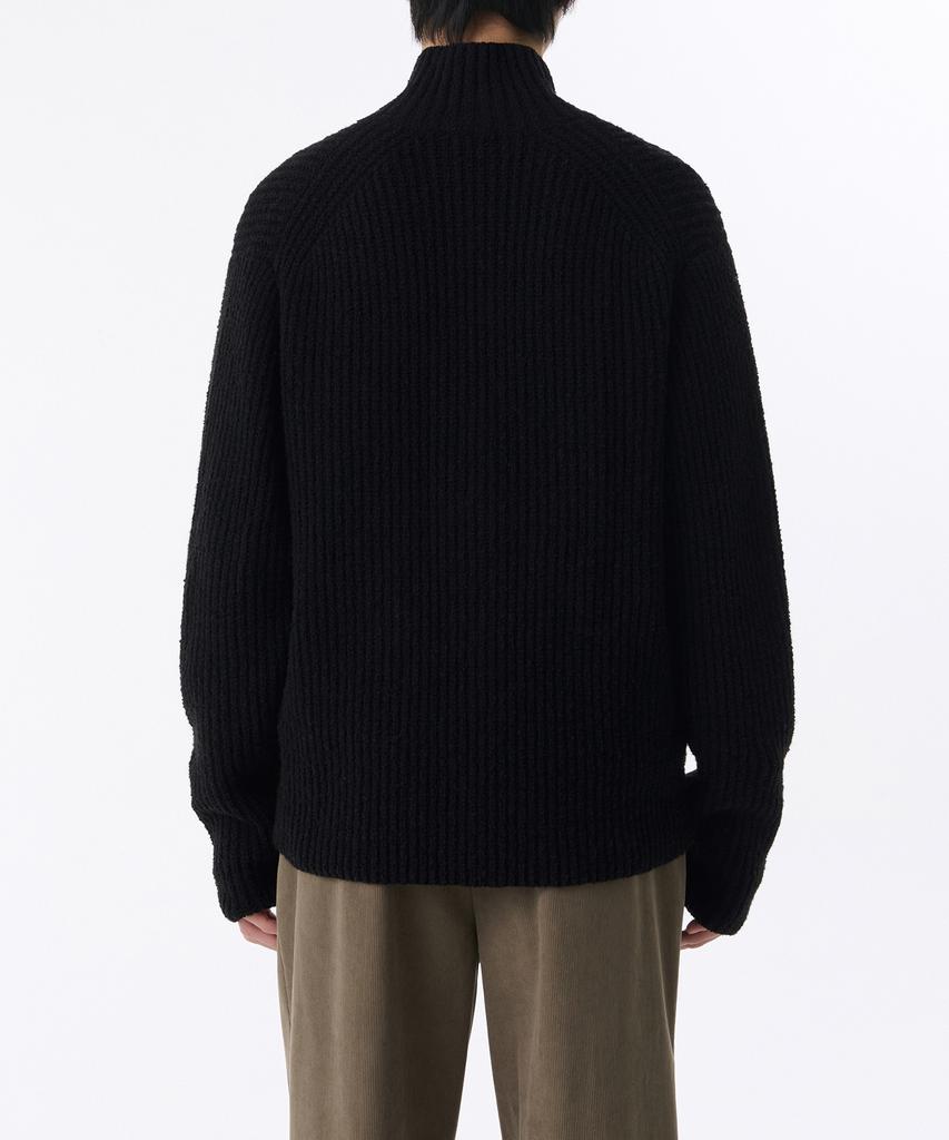 Musinsa Standard Boucle Ribbed High-Neck Cardigan [Black]