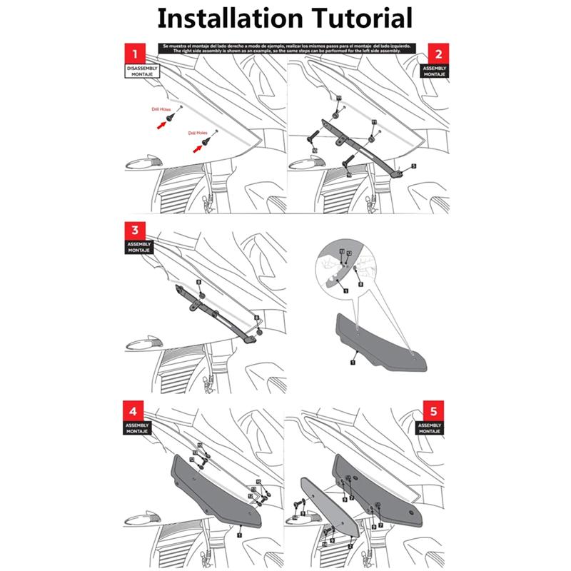 A51K-Motorcycle Side Fairing Panel Cover Downforce Spoiler For BMW S1000RR 2010-2018 Accessories