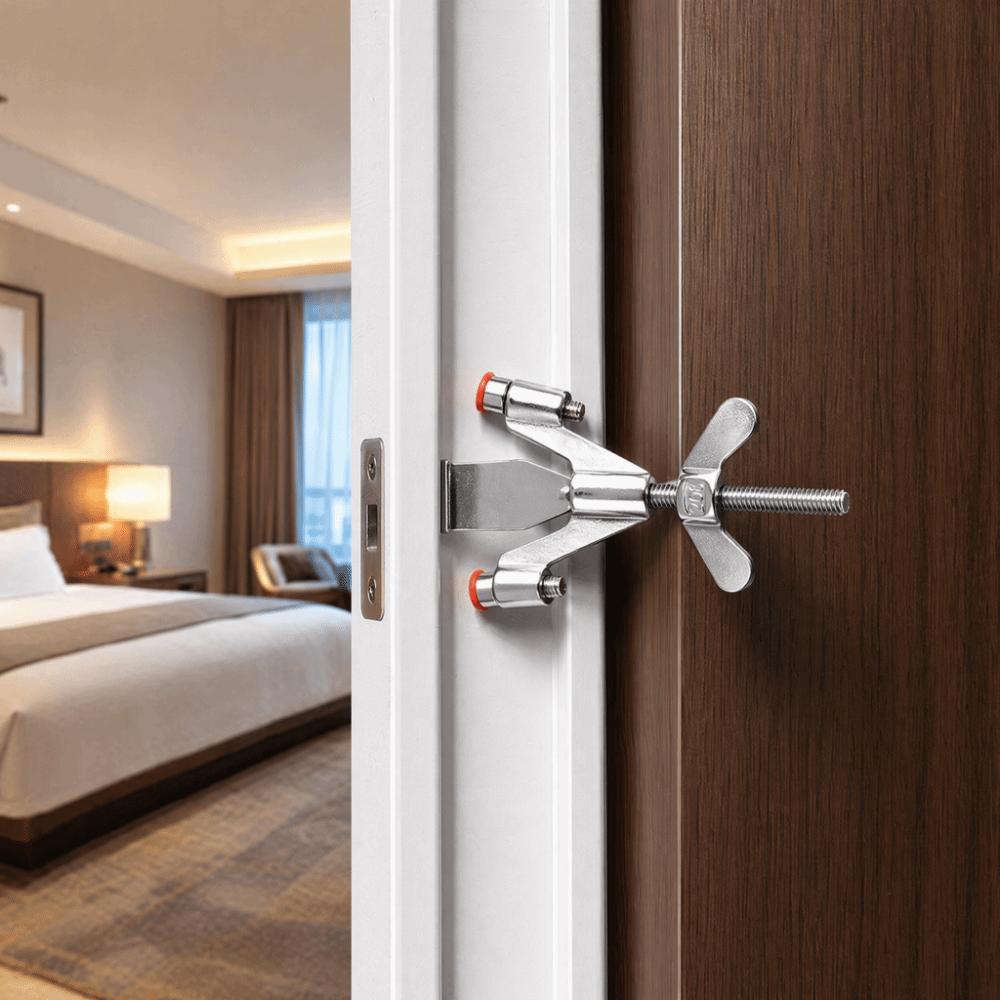 Smooth Surface Portable Door Lock Stainless Steel Anti-Theft Door Lock Travel Lock  Travel