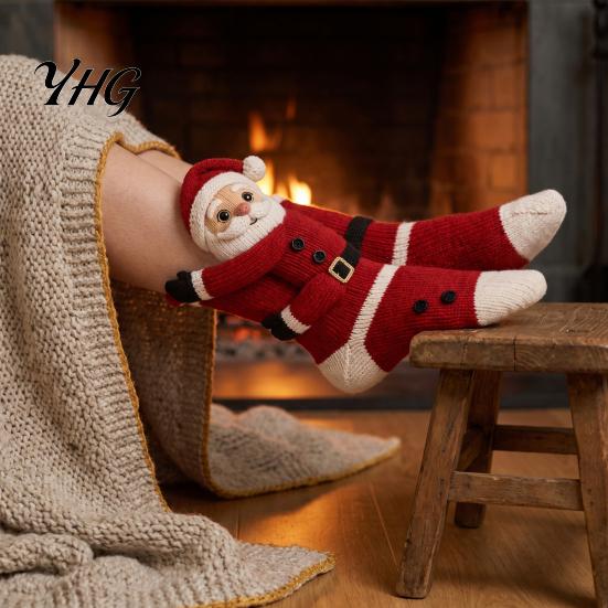 Reusable Thick Fabric Stocking 3D Hugging Christmas Stockings for Fireplace Decorations,Large Knit Holiday Gift Decoration Bags with Santa/Elk/Snowman