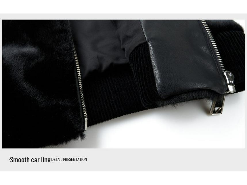 Men's Winter Golden Sable Faux Fur Hooded Leather-Wool Coat
