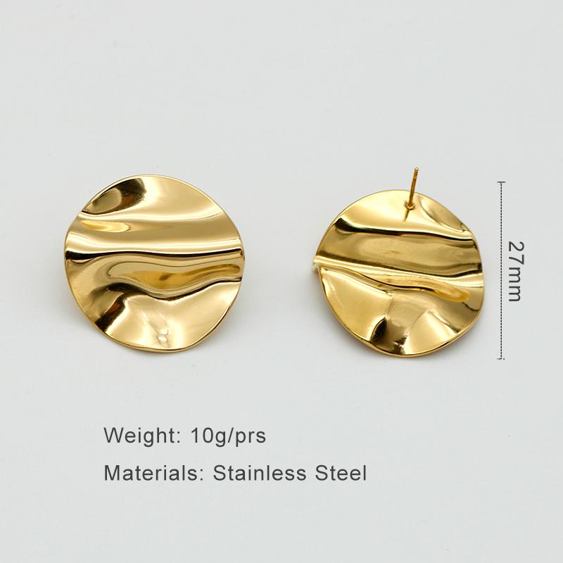 Stainless Steel Hammered Post Earrings For Women Fashion Zircon Daily Accessories Wholesales Gifts Geometric Punk Trendy MQF003